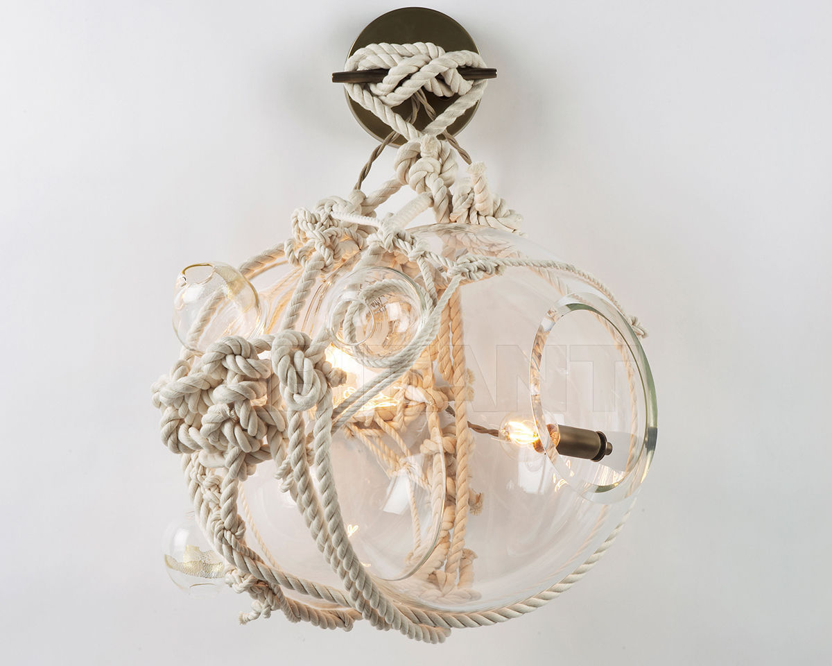 Купить Светильник настенный KNOTTY BUBBLES Lindsey Adelman Studio 2015 KNOTTY BUBBLES SCONCE - LARGE Opal Glass / Natural Rope
