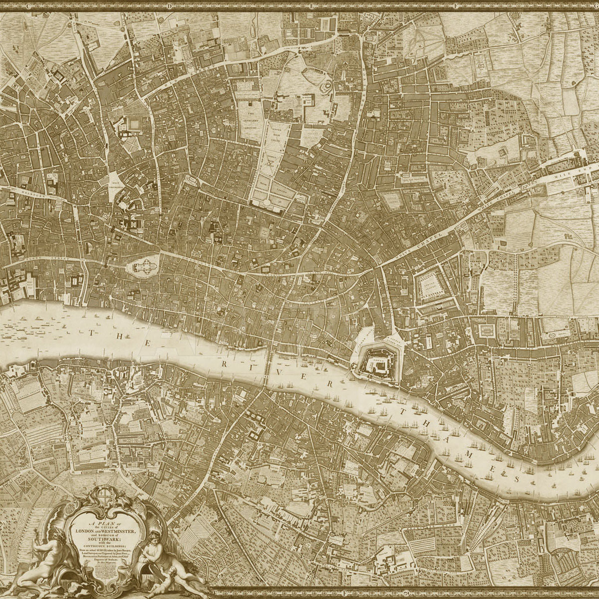 Купить Бумажные обои Iksel  Archive Collection Map of London 1746