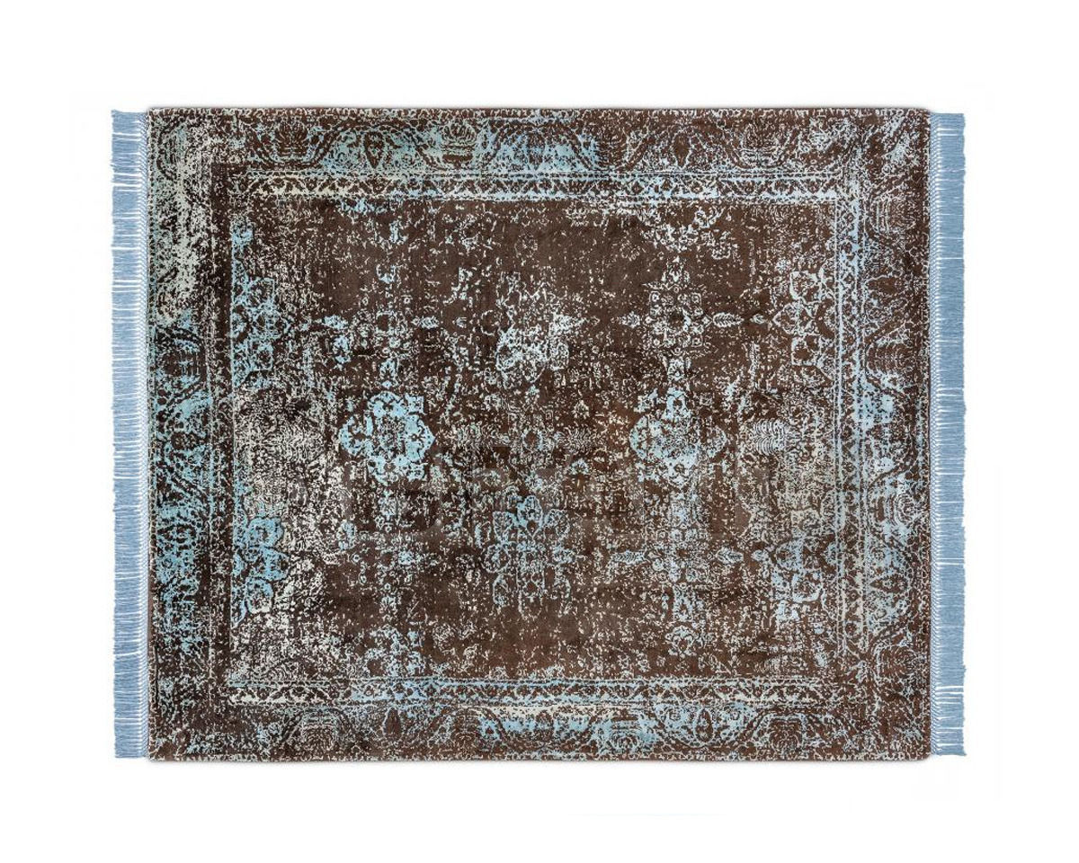 Купить Ковер современный Rug Star Persia/rajasthan Rajasthan No. 01 | LightBlue on NaturalBrown | SilkFringes