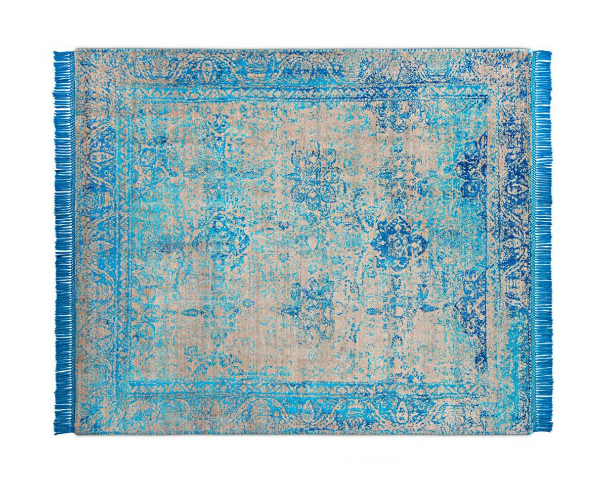 Купить Ковер современный Rug Star Persia/rajasthan Rajasthan No. 01 | ElectricBlue on NaturalGrey | SilkFringes