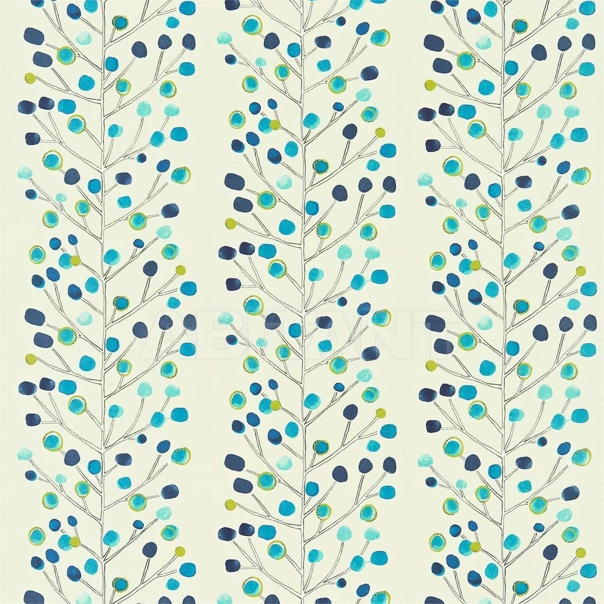 Купить Интерьерная ткань BERRY TREE Peacock Powder Blue Lime and Neutral  Style Library MELINKI ONE FABRICS NMEL120049