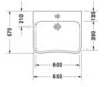 Схема Раковина подвесная Duravit 2015 233065 00 70 Современный / Скандинавский / Модерн